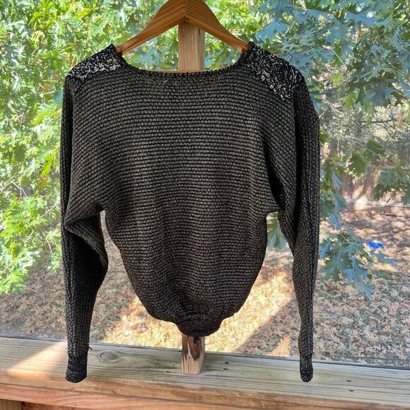 Umi Collections By Anne Crimmins Women's Vintage Gold Metallic Blouse Size M - Picture 2 of 9